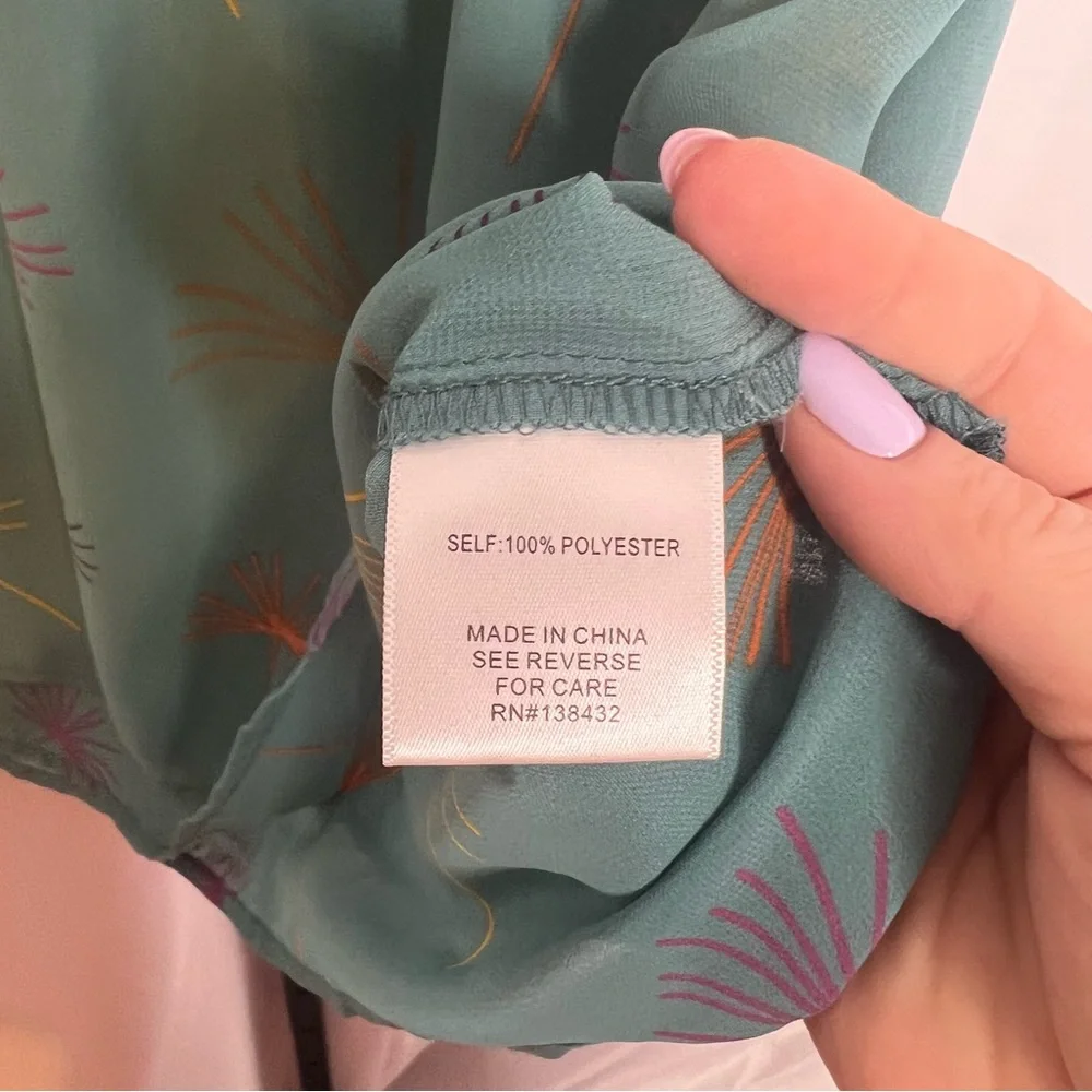 ModCloth Teal Sleeveless Floral Dandelion-Print Tank Top